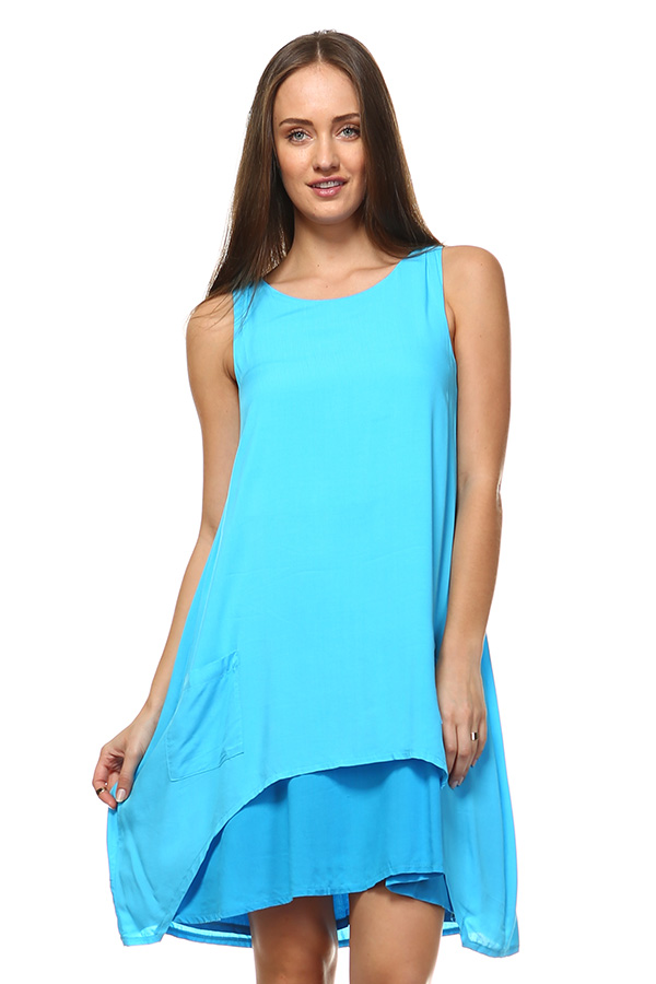 Front Pocket Small Dress - Turquoise